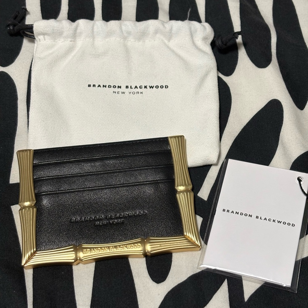 Brandon Blackwood Black and Gold Bamboo Trim Cardholder